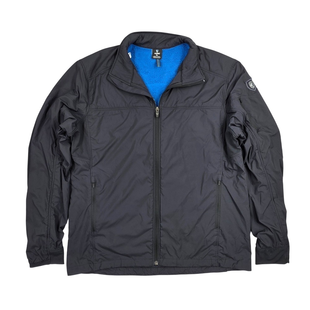 Kuhl The One Jacket Mens XL Black Blue Fleece Lined Full Zip Windproof Outdoor